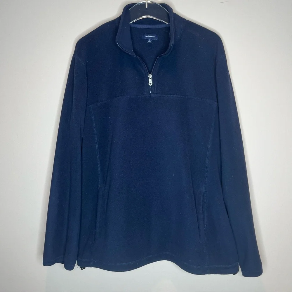 Croft & Barrow Men's Dark Navy Blue Quarter Zip Pullover Sweater Size L